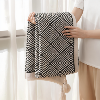GeoComfort Fleece Deken – Zacht Lichtgewicht Polyester met Moderne Print