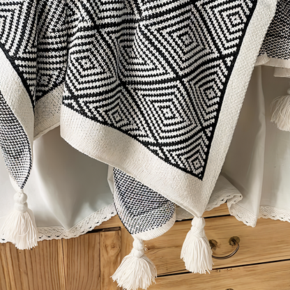 GeoComfort Fleece Deken – Zacht Lichtgewicht Polyester met Moderne Print