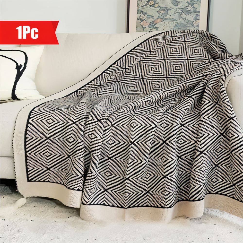 GeoComfort Fleece Deken – Zacht Lichtgewicht Polyester met Moderne Print