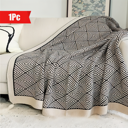 GeoComfort Fleece Deken – Zacht Lichtgewicht Polyester met Moderne Print