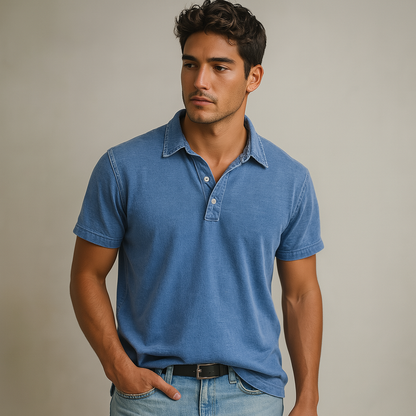 Poloshirt Rustivo – Relaxed Fit Herenpolo met Vintage Wash en Klassieke Kraag