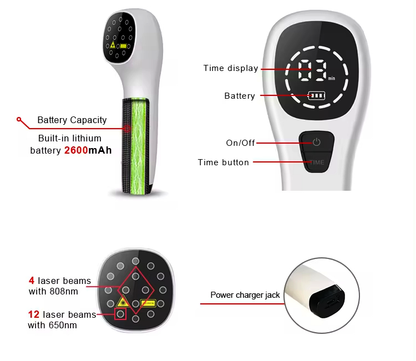 Draagbaar Roodlichttherapie Apparaat met 808nm & 650nm voor Pijnverlichting en Herstel