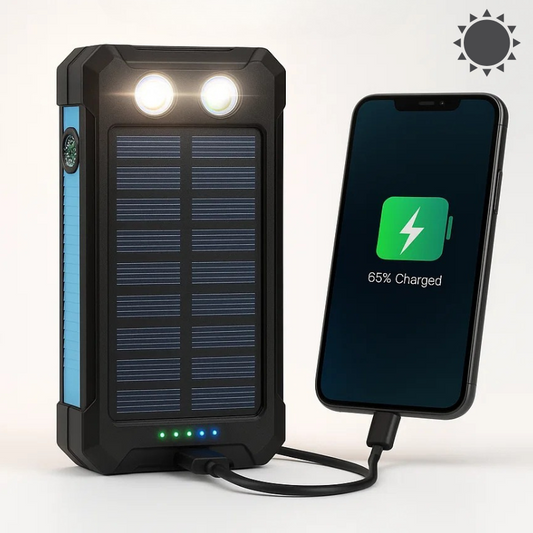 Zonne-energie Powerbank 500000mAh Waterdicht met Dual USB en LED Zaklamp