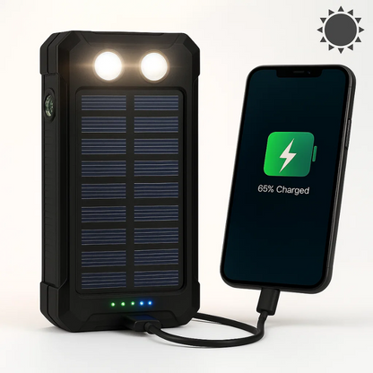 Zonne-energie Powerbank 500000mAh Waterdicht met Dual USB en LED Zaklamp