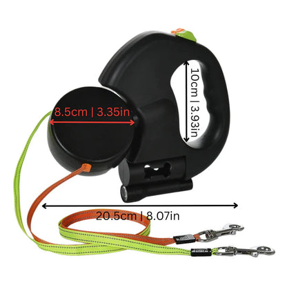 Tanglefree Dubbele Hondenriem met LED – Verstrengelingvrij & Comfortabel