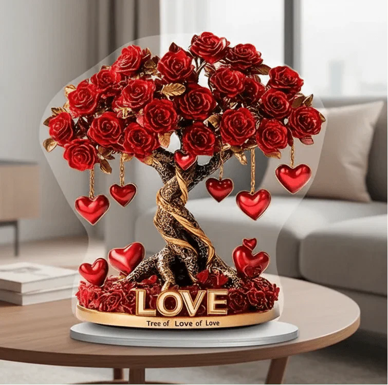 LuxeHart Kristallen Rozenboom Hartvormige Decoratie