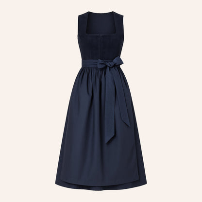 Dirndl Jurk Alpencharme – Marineblauwe Damesjurk met Schort voor Oktoberfest