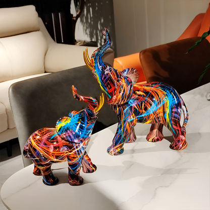 KleurKracht Olifantenbeeld – Decoratief Standbeeld met Levendige Patronen