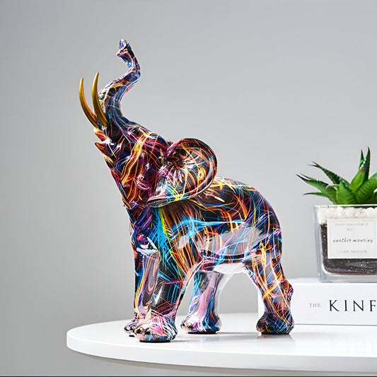 KleurKracht Olifantenbeeld – Decoratief Standbeeld met Levendige Patronen