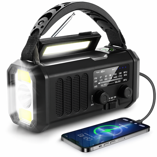 Noodgolf Crisisradio – Noodradio met Powerbank, LED Zaklamp, Dynamo en Kompas