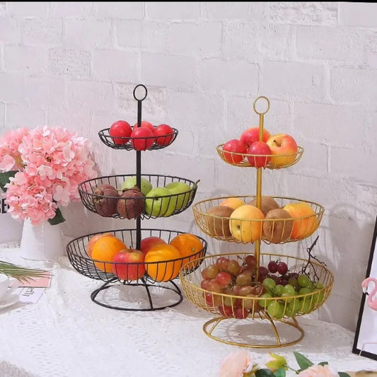 Luxe 3-Laags Groente- en Fruitrek in Goud en Zwart