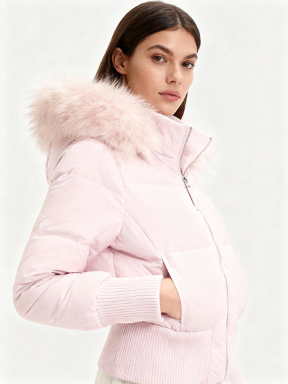 Gevoerde Dameswinterjas Novena – Warme Cropped Jas met Capuchon