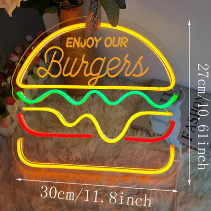 Fastfood LED Neonlamp – Kleurrijke Wanddecoratie met USB-aansluiting