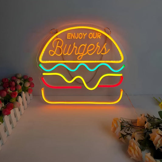 Fastfood LED Neonlamp – Kleurrijke Wanddecoratie met USB-aansluiting