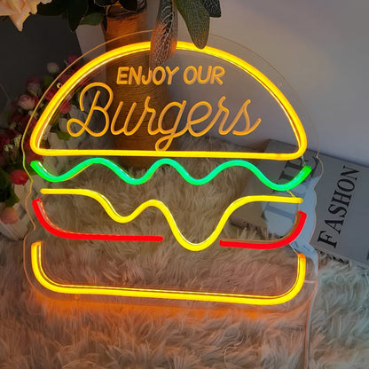 Fastfood LED Neonlamp – Kleurrijke Wanddecoratie met USB-aansluiting