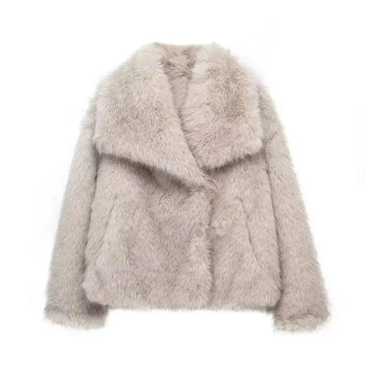 Faux bontjas | Kort | Faux bont | Pluizige faux bontjas | Winterjas voor vrouwen