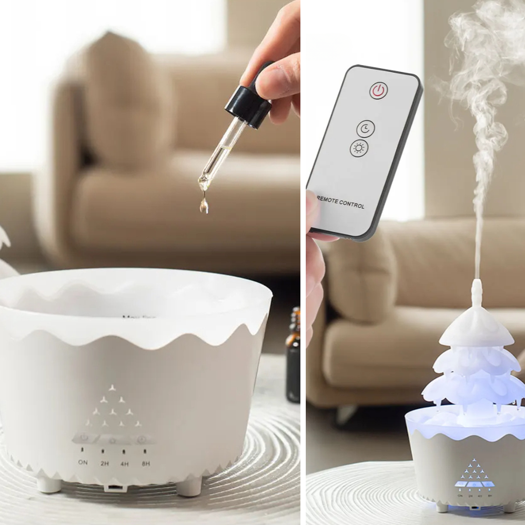 AromaBoom Kerst Diffuser – Ultrasone Luchtbevochtiger met LED en USB