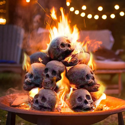 SkullFire Ornament – Vuurvast Schedelbeeldje van Hars voor Gothic & Halloween Decoratie