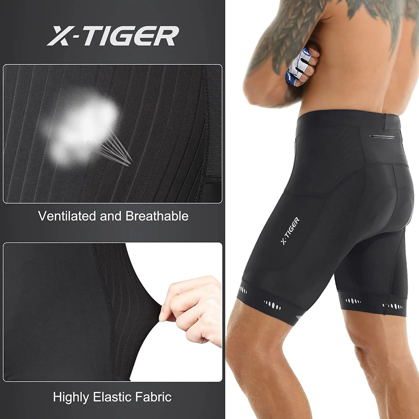 Heren Fietsbroek met 5D Gel Zitkussen en Reflecterende Details