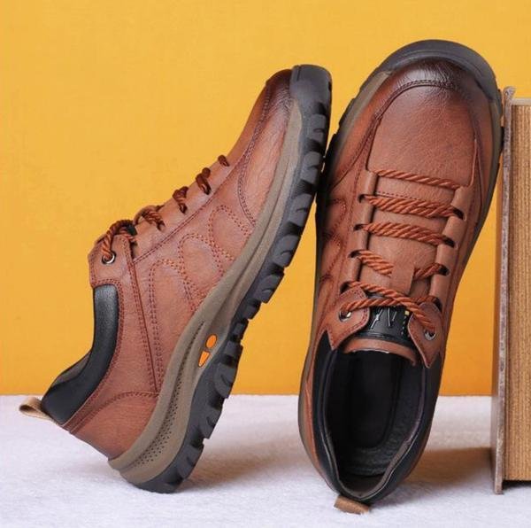 FlexShoes - Comfortabele en Waterdichte Orthopedische Leren Schoenen voor Heren