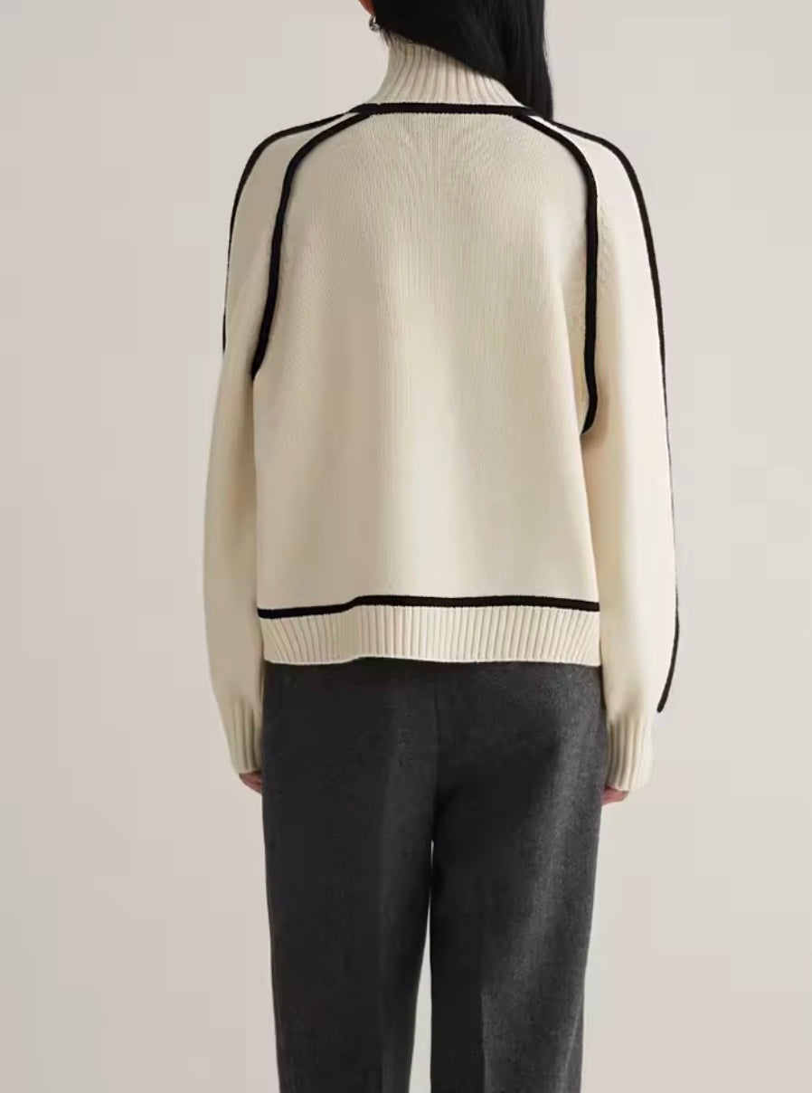 Noorderlicht Color-Block Coltrui voor Dames – Modern Warm Design