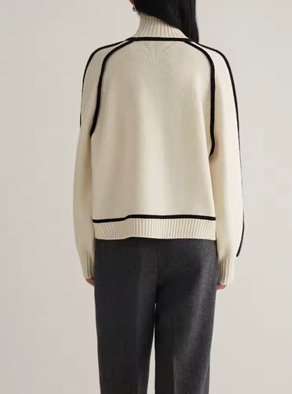 Noorderlicht Color-Block Coltrui voor Dames – Modern Warm Design