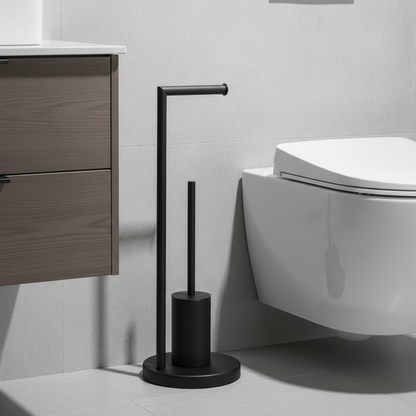 Wandmontage toiletrolhouder met geïntegreerde borstel - modern design