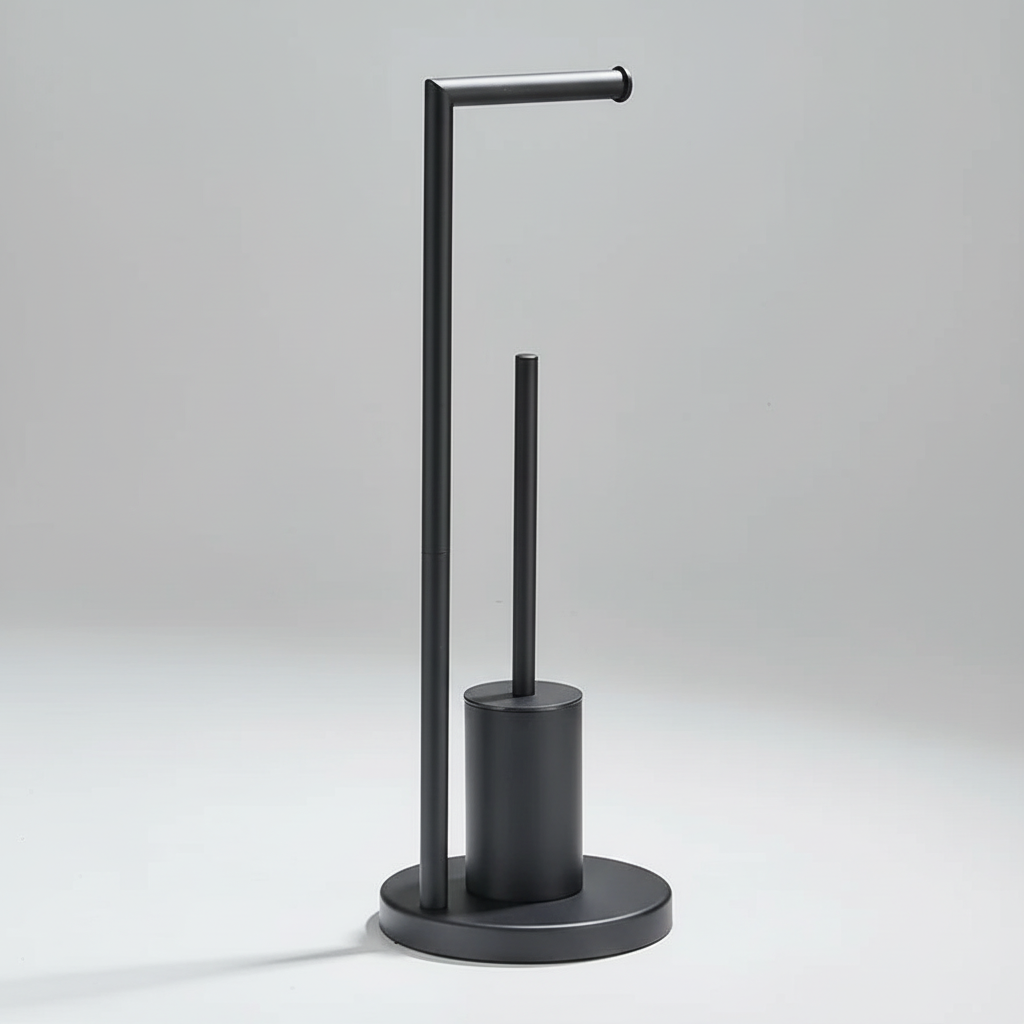 Wandmontage toiletrolhouder met geïntegreerde borstel - modern design
