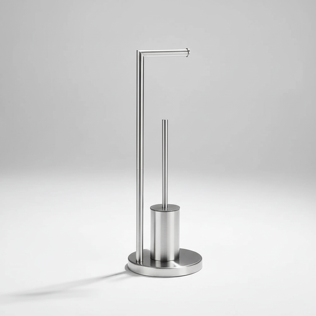 Wandmontage toiletrolhouder met geïntegreerde borstel - modern design