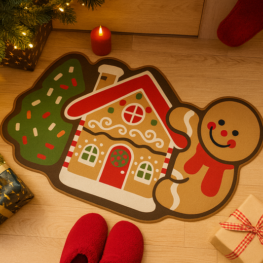 Frostholm Peperkoek Kersttapijt – Gezellig Antislip Vloerkleed voor Feestelijke Sfeer