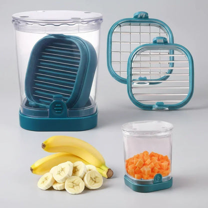 Multifunctionele Fruitsnijder met Opvangbak en Verwisselbare Messen