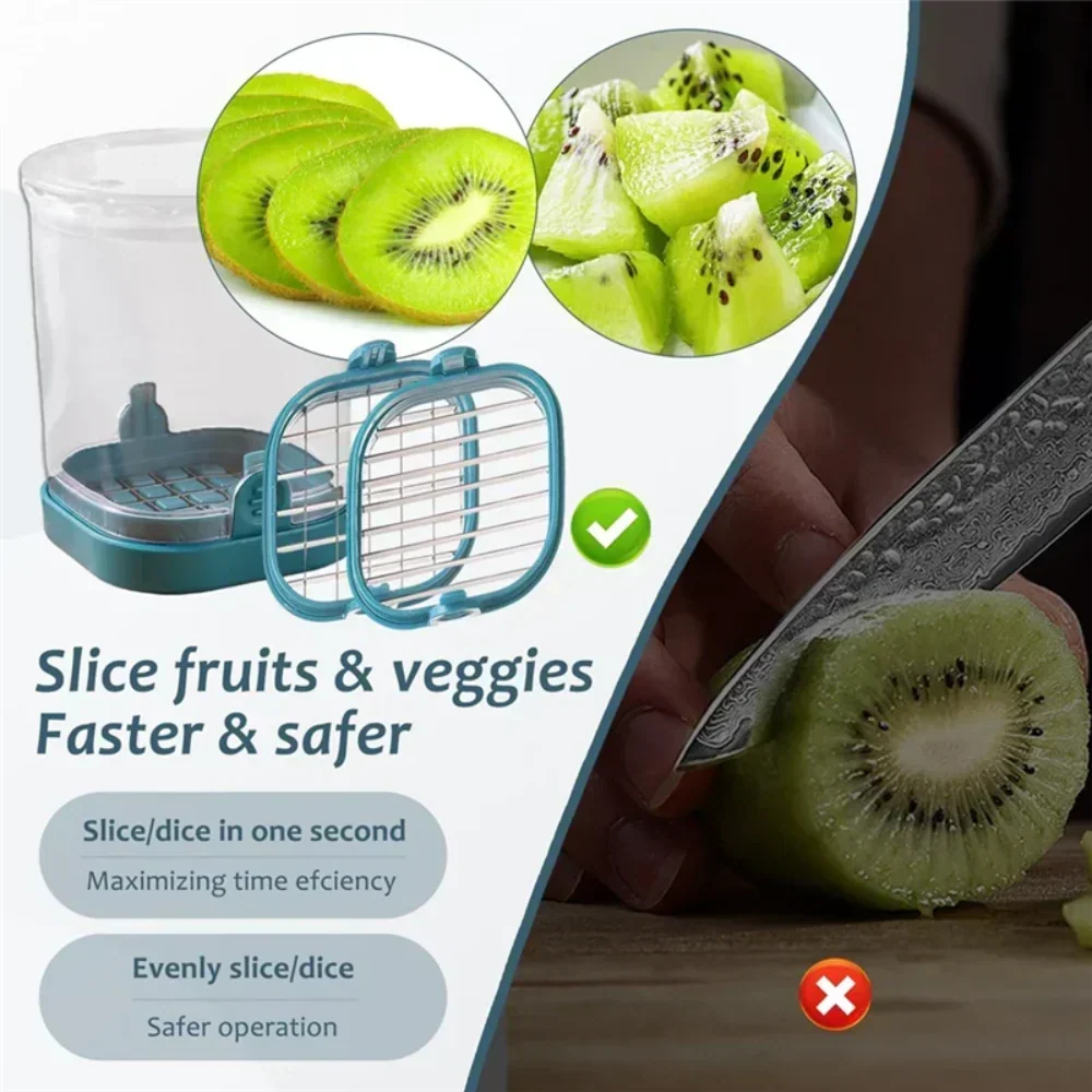 Multifunctionele Fruitsnijder met Opvangbak en Verwisselbare Messen