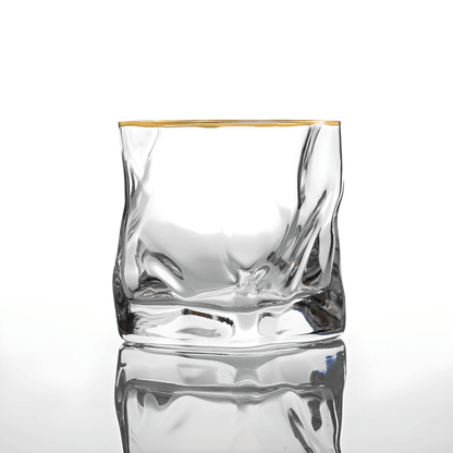 Japans Kristallen Whiskyglas met Goudaccent – Premium Reliëfstructuur