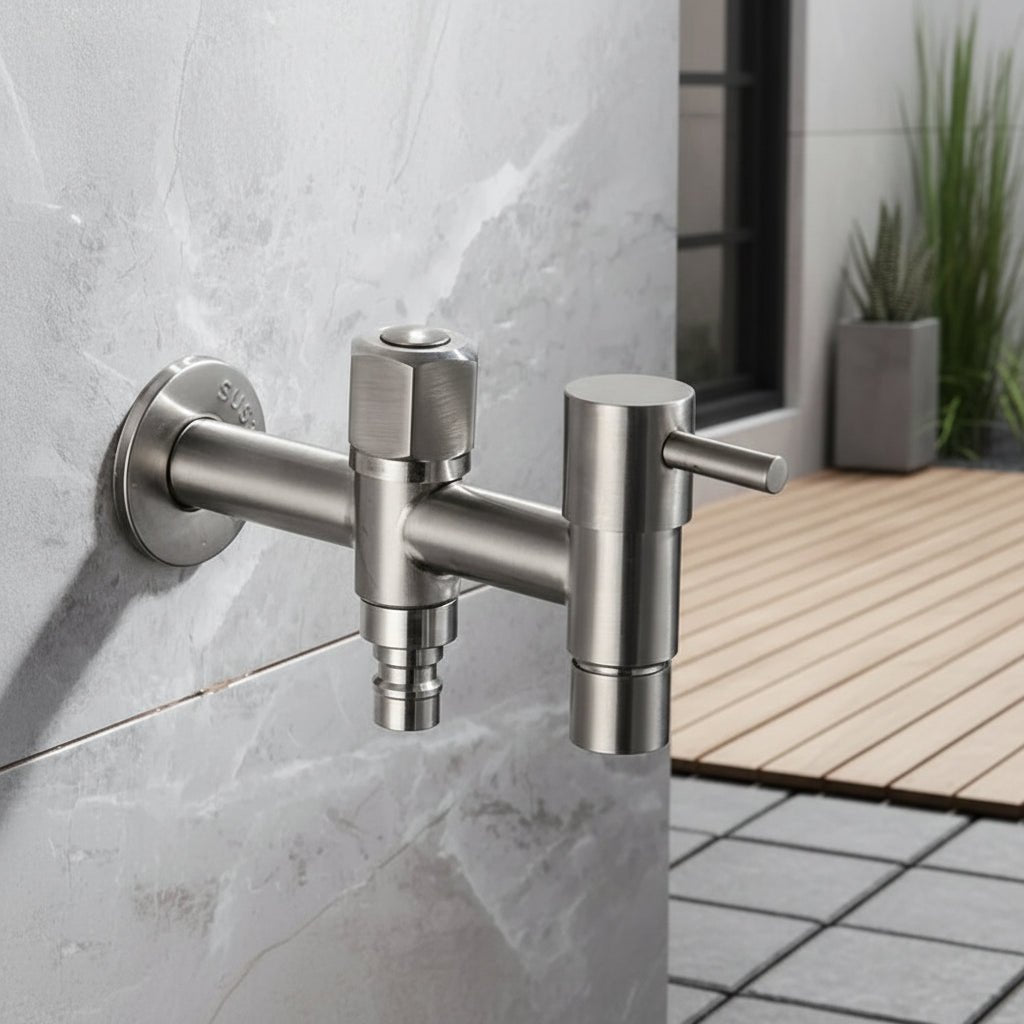 Wandmontage RVS kraan – RVS 304, G1/2 aansluiting en flexibele aansluiting