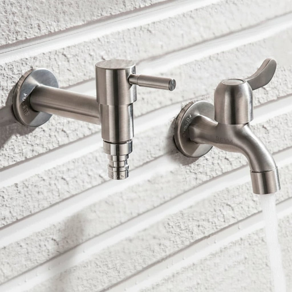 Wandmontage RVS kraan – RVS 304, G1/2 aansluiting en flexibele aansluiting