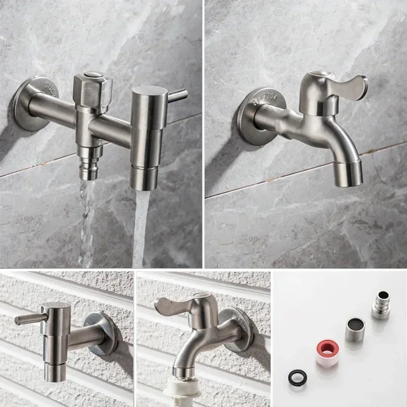 Wandmontage RVS kraan – RVS 304, G1/2 aansluiting en flexibele aansluiting