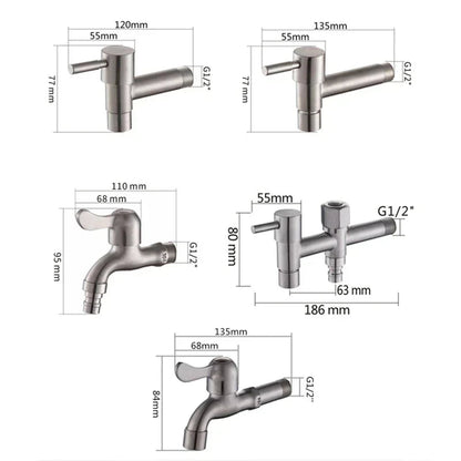 Wandmontage RVS kraan – RVS 304, G1/2 aansluiting en flexibele aansluiting