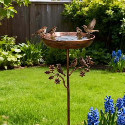 NaturaVogel Decoratief Vogelbad met Metalen Grondspies