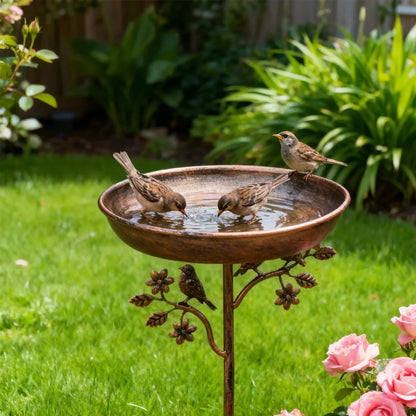 NaturaVogel Decoratief Vogelbad met Metalen Grondspies