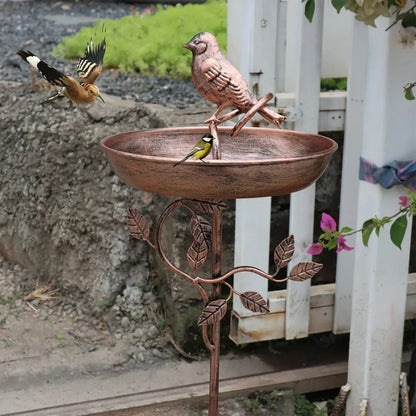NaturaVogel Decoratief Vogelbad met Metalen Grondspies