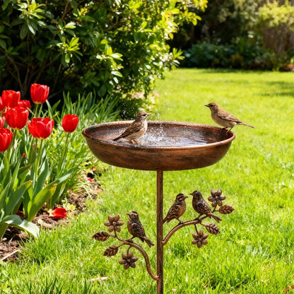 NaturaVogel Decoratief Vogelbad met Metalen Grondspies