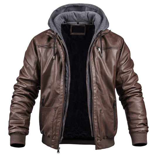 Geremy - Stijlvolle Premium Leren Winterjas met Capuchon