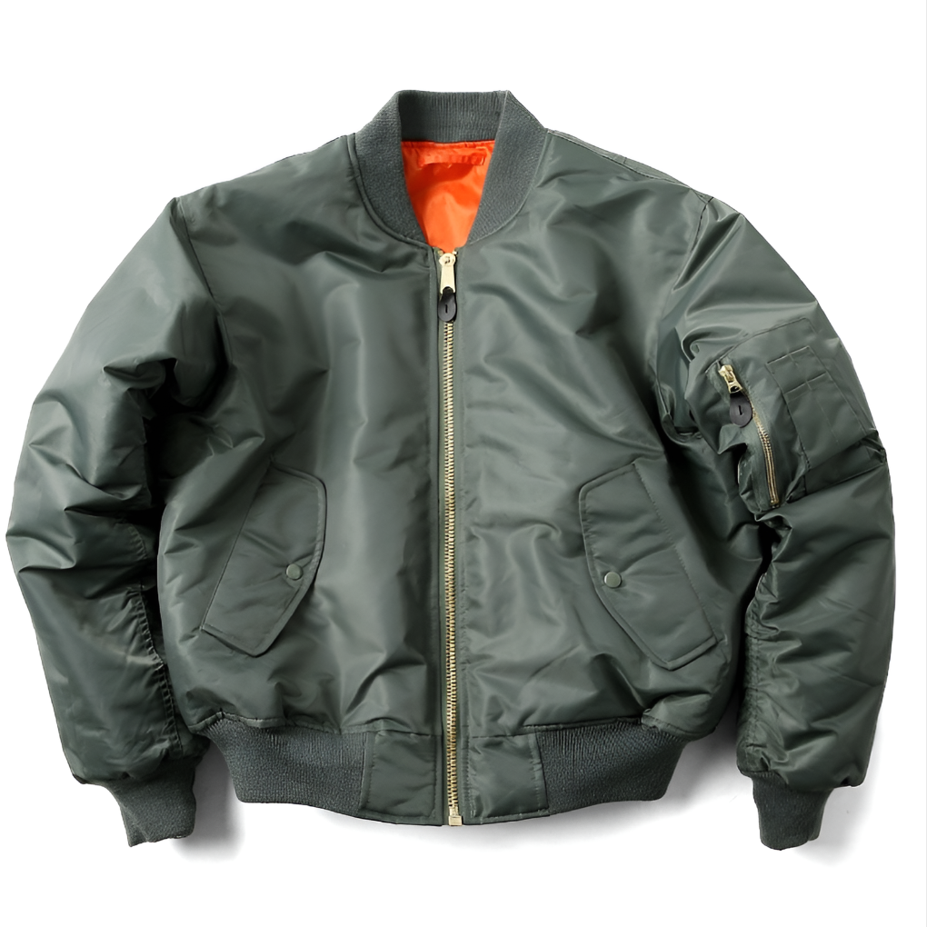 Klassiek unisex bomberjack met ribgebreide afwerkingen