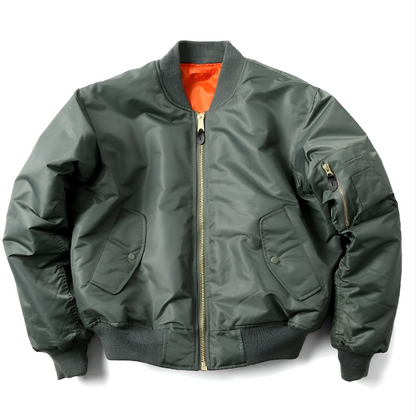 Klassiek unisex bomberjack met ribgebreide afwerkingen