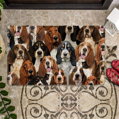 Groepje Basset Hounds Deurmat