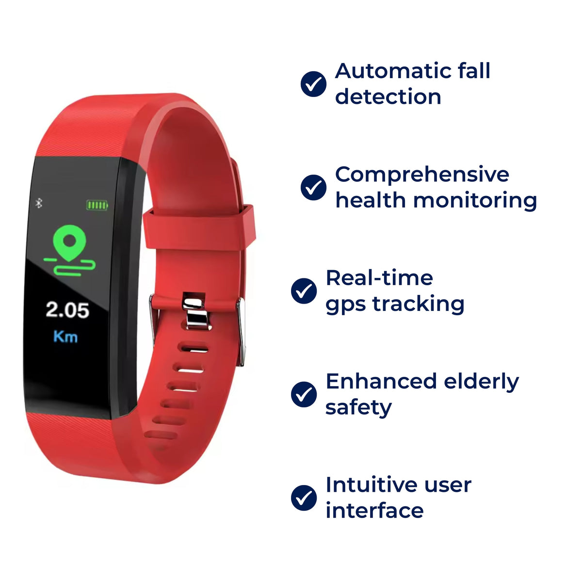 SeniorCare Veiligheidshorloge met Valdetectie, GPS Tracker en Hartslagmeting