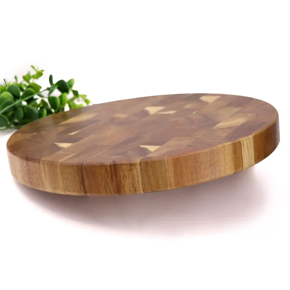 Ambachtelijke ronde acaciahouten snijplank 30cm - handgemaakt