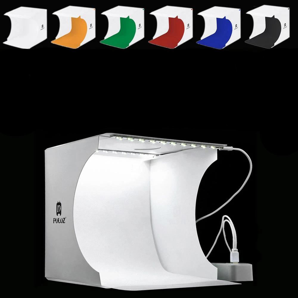 Mini Fotostudio "LumiCube" met LED-verlichting en 6 achtergronden