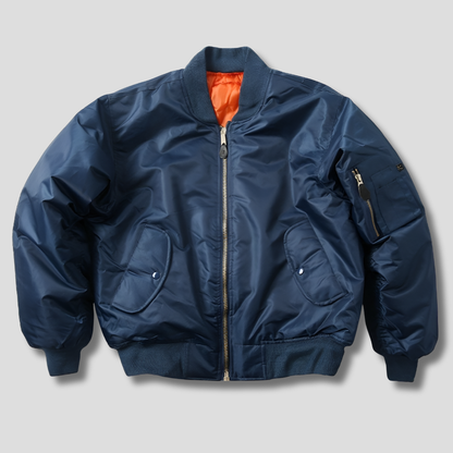 Klassiek unisex bomberjack met ribgebreide afwerkingen