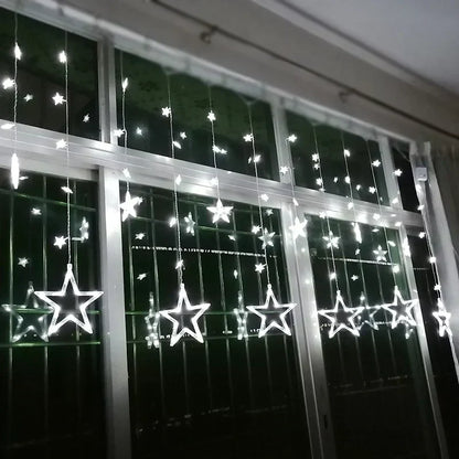 Sterren LED-gordijnslinger warm wit – feestelijke verlichting voor binnen en buiten